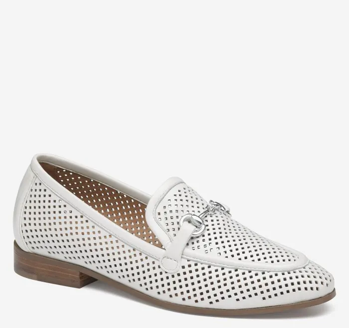 Women Johnston and Murphy Mules and Loafers Ali Perfed Bit Loafer White Glove Leather Women Johnston and Murphy Mules and Loafers Ali Perfed Bit Loafer White Glove Leather