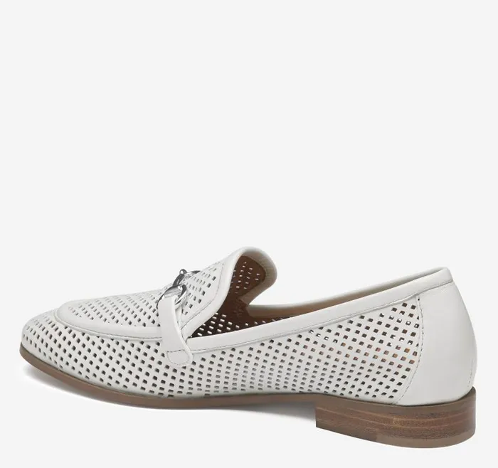 Women Johnston and Murphy Mules and Loafers Ali Perfed Bit Loafer White Glove Leather Women Johnston and Murphy Mules and Loafers Ali Perfed Bit Loafer White Glove Leather