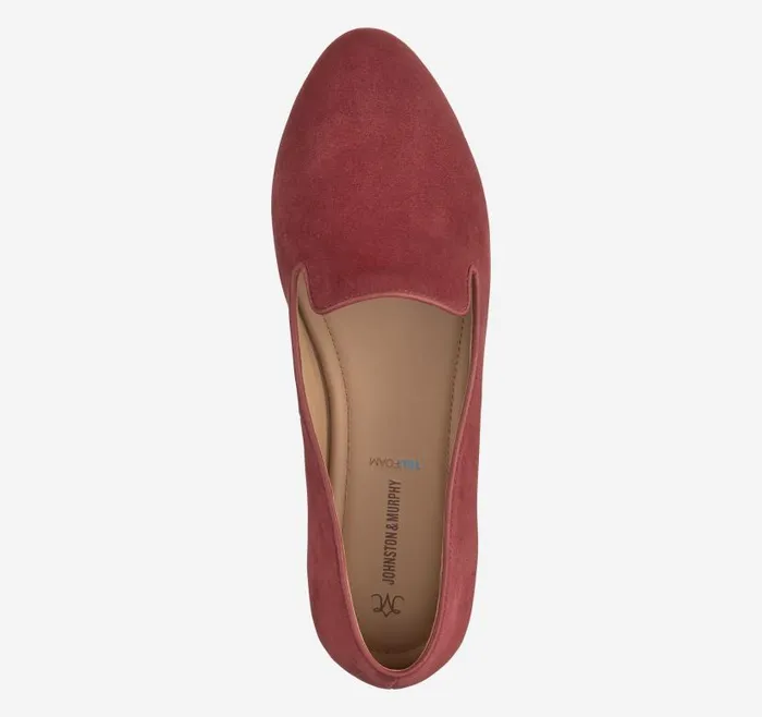 Women Johnston and Murphy Mules and Loafers Delanie Loafer Dark Red Kid Suede