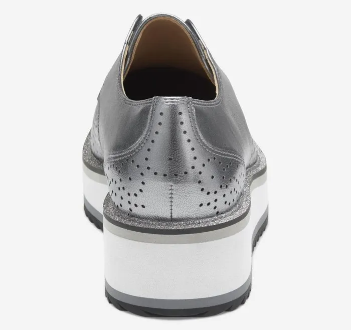 Women Johnston and Murphy Mules and Loafers Gracelyn Gore Oxford Pewter Metallic Italian Sheepskin Women Johnston and Murphy Mules and Loafers Gracelyn Gore Oxford Pewter Metallic Italian Sheepskin