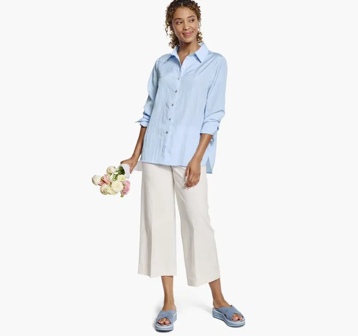 Women Johnston and Murphy Shirts Sweaters and Blazers Crinkle ButtonFront Shirt Light Blue Women Johnston and Murphy Shirts Sweaters and Blazers Crinkle ButtonFront Shirt Light Blue