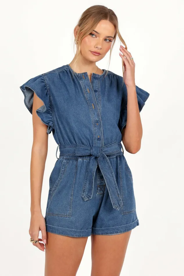 Women Jumpsuits and Rompers Petal and Pup Mia Romper Medium Denim