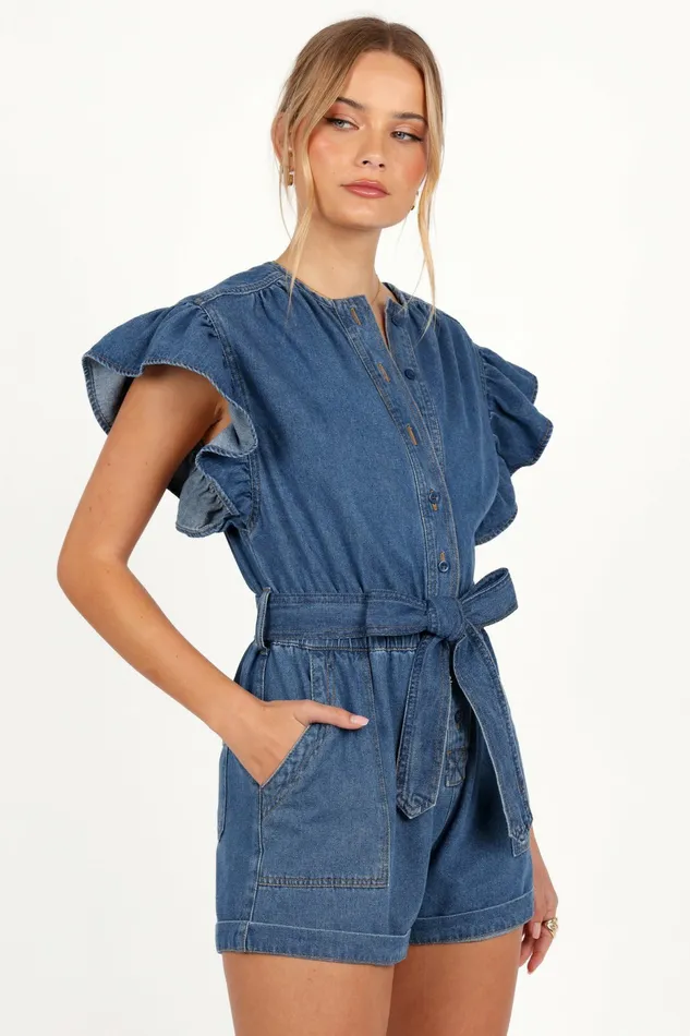 Women Jumpsuits and Rompers Petal and Pup Mia Romper Medium Denim Women Jumpsuits and Rompers Petal and Pup Mia Romper Medium Denim