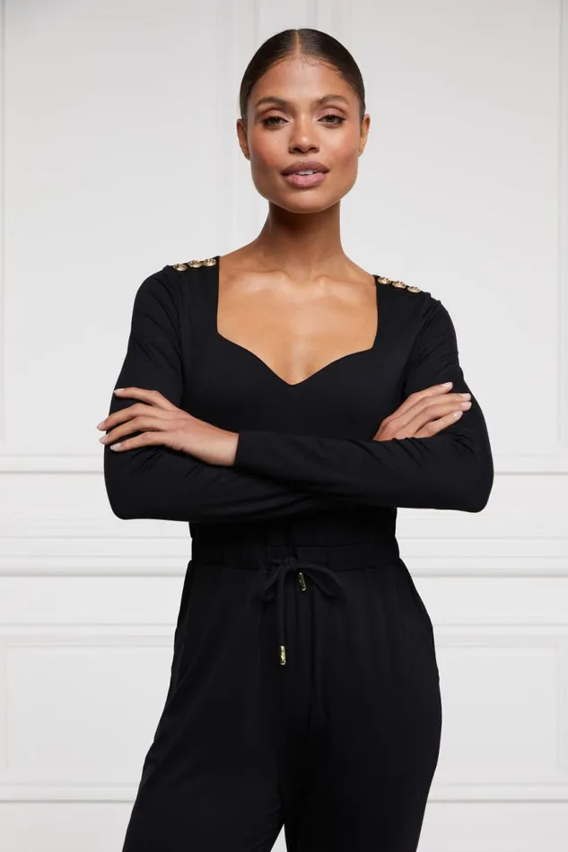 Women Jumpsuits Holland Cooper Long Sleeve Margot Jumpsuit Black Women Jumpsuits Holland Cooper Long Sleeve Margot Jumpsuit Black