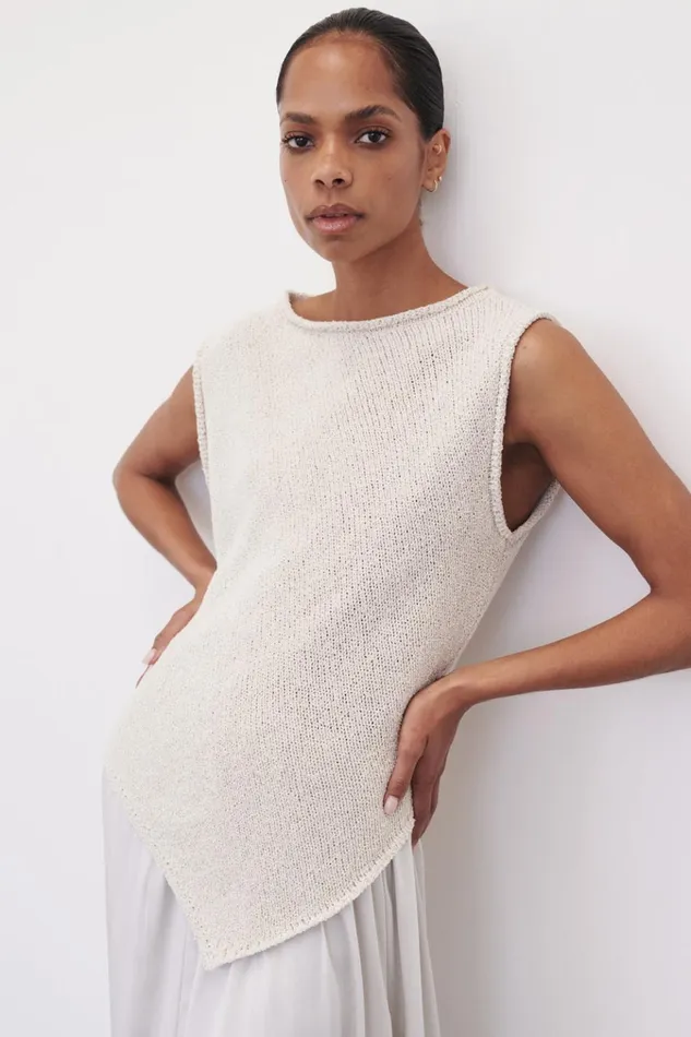 Women Knitted DISSH ALTHEA STONE ASYM KNIT TOP