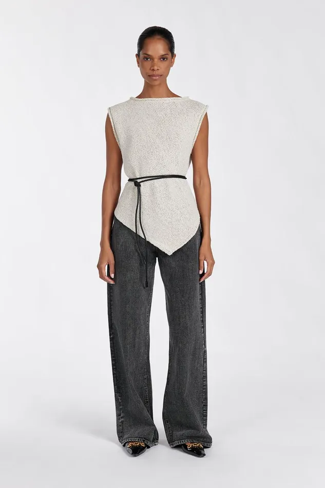 Women Knitted DISSH ALTHEA STONE ASYM KNIT TOP