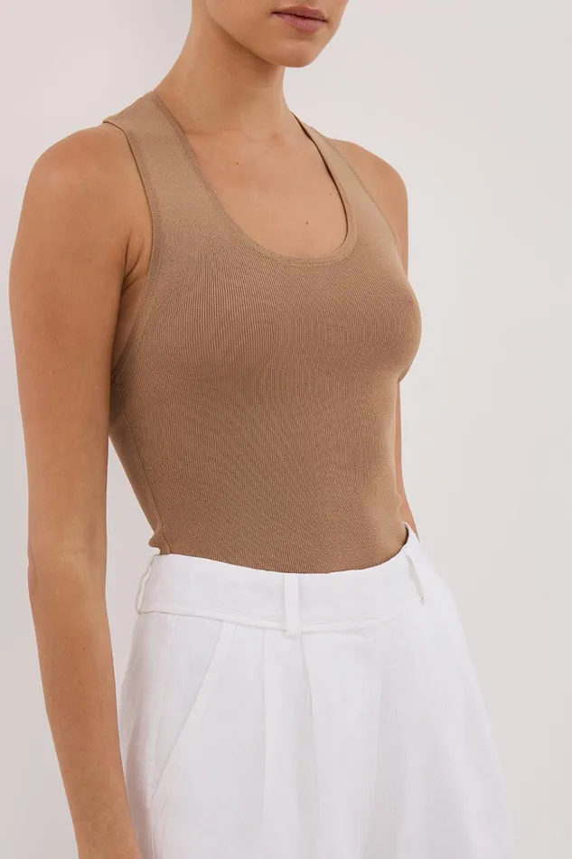 Women Knitted DISSH DEVIN TAN RACER KNIT TANK
