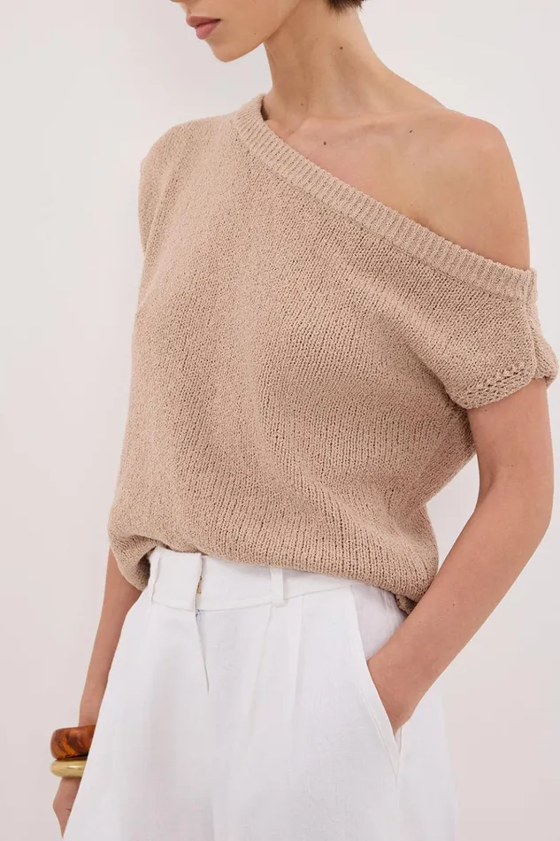 Women Knitted DISSH KERRY TAN ASYM KNIT TOP