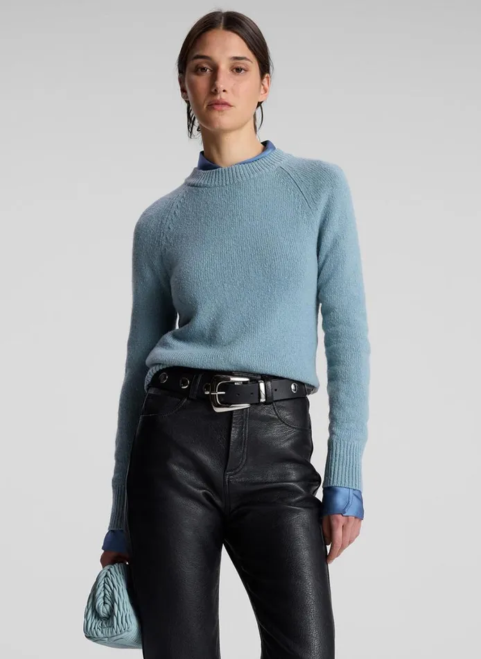 Women Knitwear ALC Frankie Wool Cashmere Crew Neck Sweater Zenith Blue