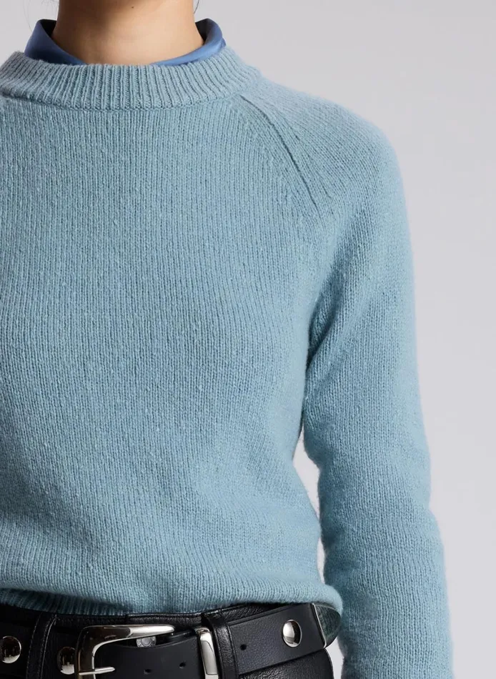 Women Knitwear ALC Frankie Wool Cashmere Crew Neck Sweater Zenith Blue