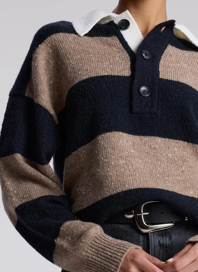 Women Knitwear ALC Mason Wool Cashmere Sweater Navy Milk Tea