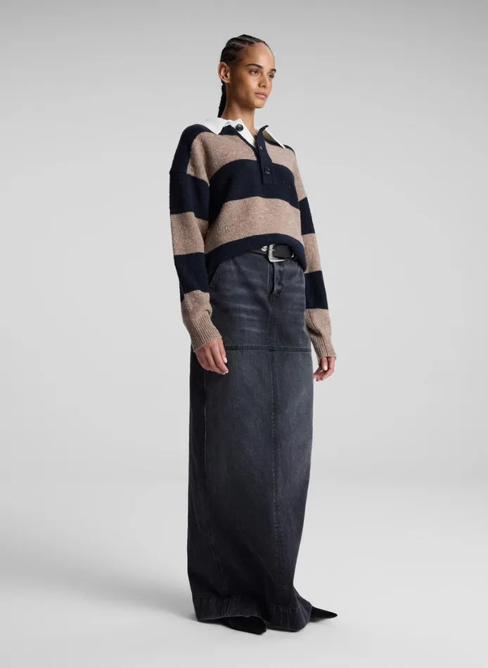Women Knitwear ALC Mason Wool Cashmere Sweater Navy Milk Tea