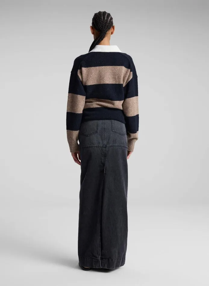 Women Knitwear ALC Mason Wool Cashmere Sweater Navy Milk Tea