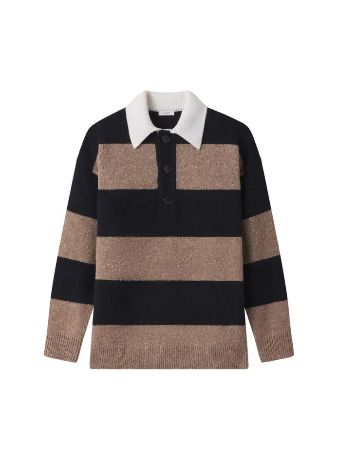 Women Knitwear ALC Mason Wool Cashmere Sweater Navy Milk Tea