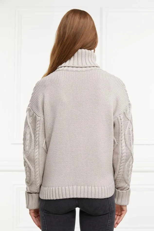 Women Knitwear Holland Cooper Noveli Cable Knit Taupe Women Knitwear Holland Cooper Noveli Cable Knit Taupe