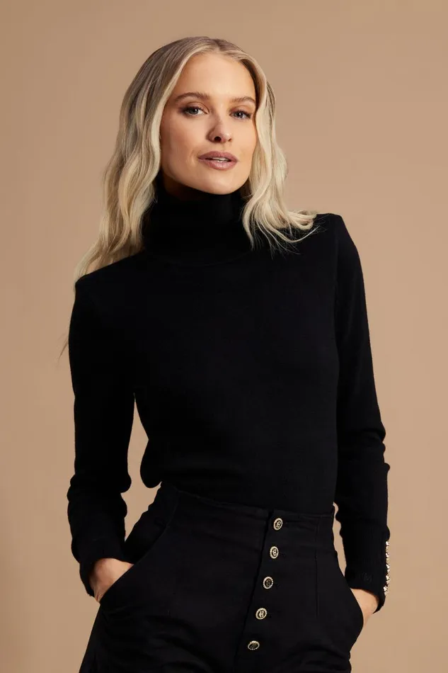 Women Knitwear Holland Cooper Victoria Cashmere Roll Neck Black Women Knitwear Holland Cooper Victoria Cashmere Roll Neck Black