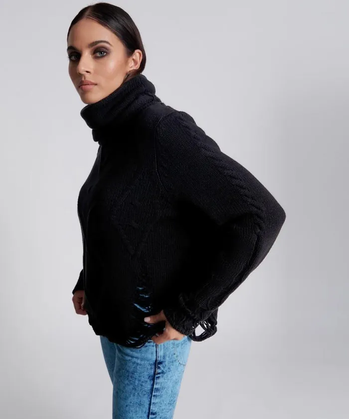 Women LADDERED ROLL NECK SWEATER One Teaspoon Knitwear Women LADDERED ROLL NECK SWEATER One Teaspoon Knitwear