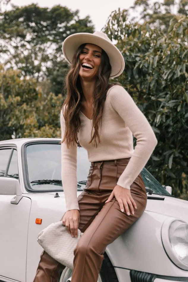 Women Layah Knit Sweater Beige Sweaters Petal and Pup