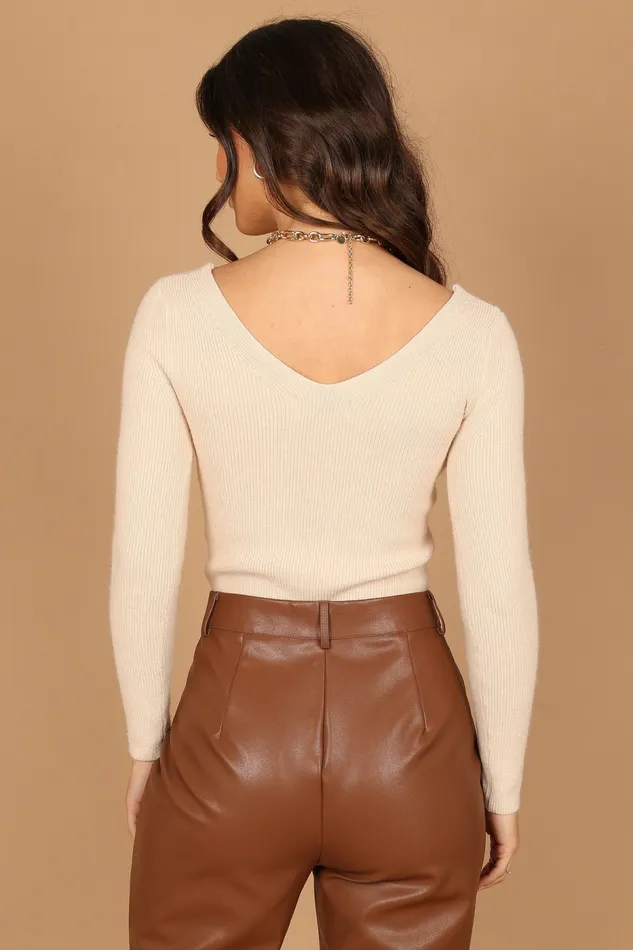 Women Layah Knit Sweater Beige Sweaters Petal and Pup