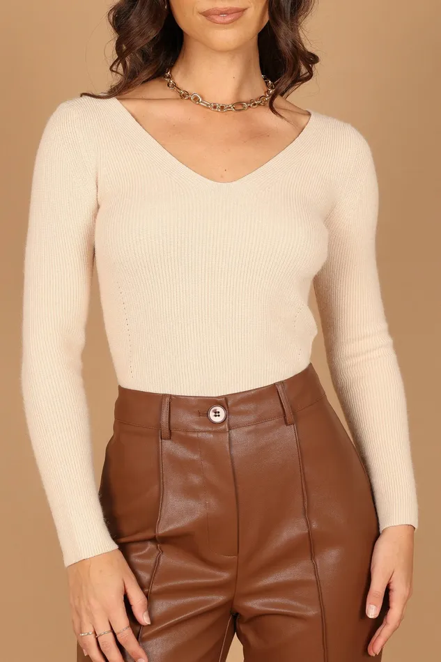 Women Layah Knit Sweater Beige Sweaters Petal and Pup