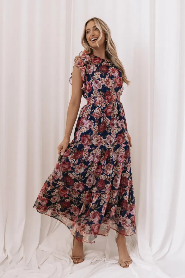 Women Layley One Shoulder Maxi Dress Navy Floral Floral Dresses Petal and Pup Women Layley One Shoulder Maxi Dress Navy Floral Floral Dresses Petal and Pup