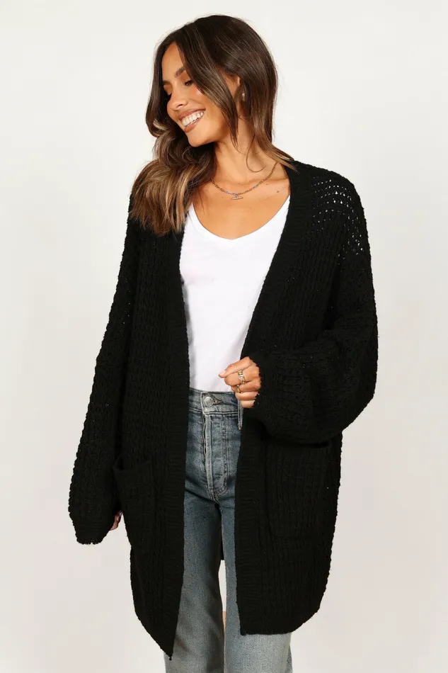 Women Leyonie Cardigan Black Sweaters Petal and Pup