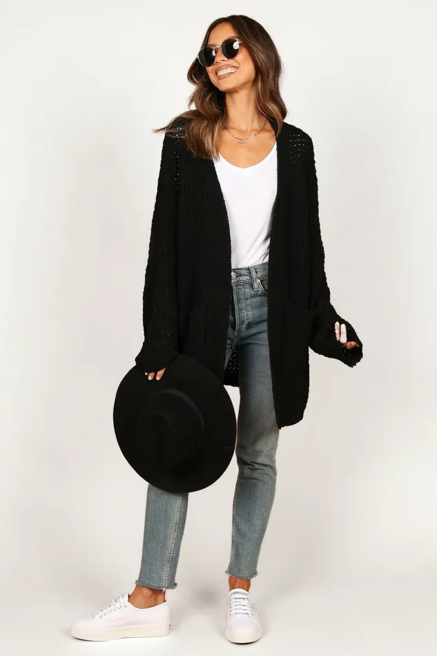 Women Leyonie Cardigan Black Sweaters Petal and Pup