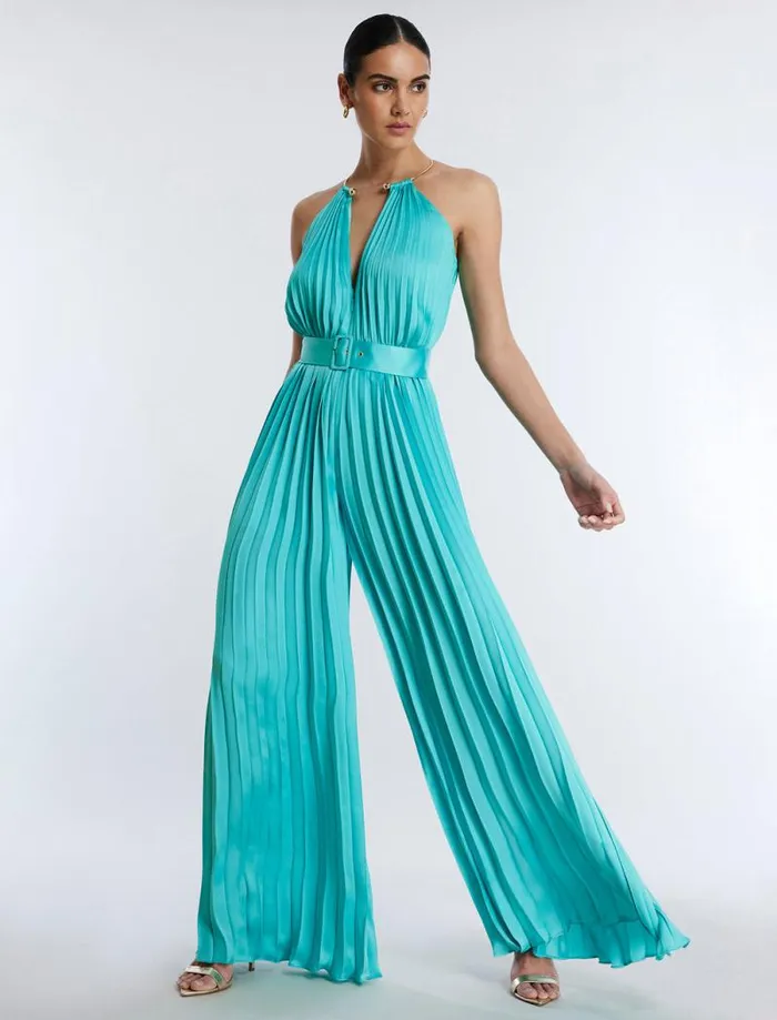 Women Libby Wide Leg Belted Jumpsuit Polynya BCBG Jumpsuits and Rompers