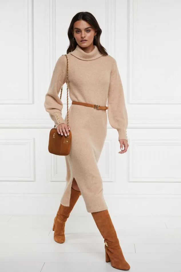 WomenLittle Dresses Holland Cooper Berkeley Roll Neck Dress Camel WomenLittle Dresses Holland Cooper Berkeley Roll Neck Dress Camel