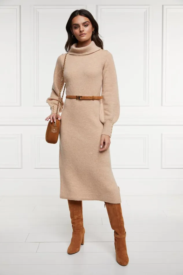 WomenLittle Dresses Holland Cooper Berkeley Roll Neck Dress Camel WomenLittle Dresses Holland Cooper Berkeley Roll Neck Dress Camel