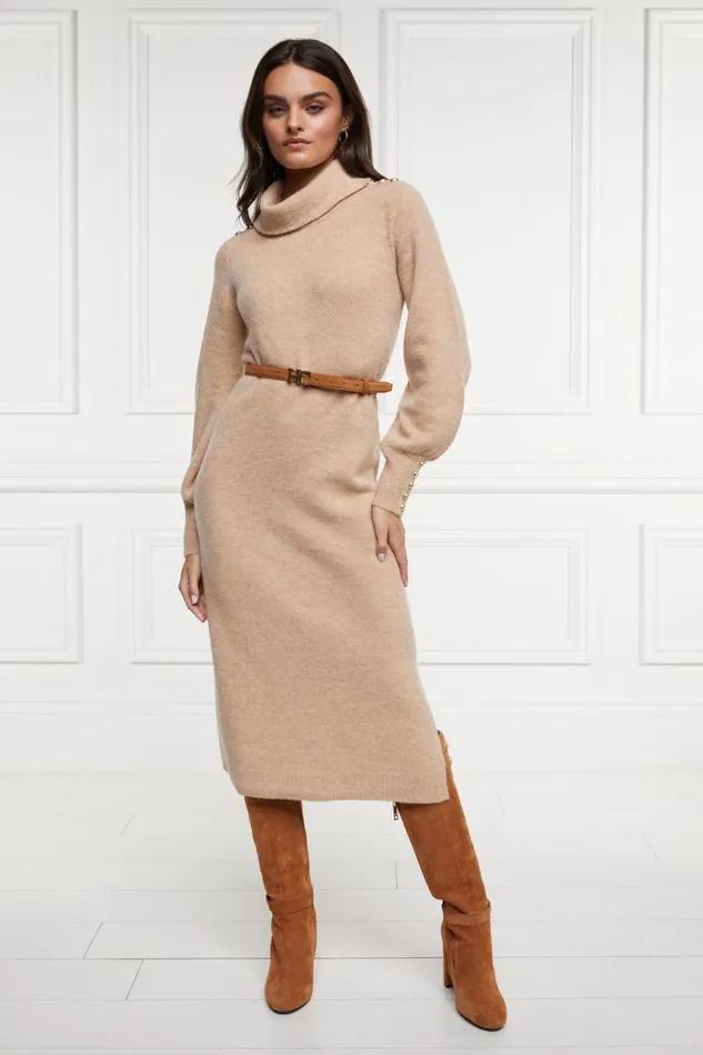 WomenLittle Dresses Holland Cooper Berkeley Roll Neck Dress Camel WomenLittle Dresses Holland Cooper Berkeley Roll Neck Dress Camel