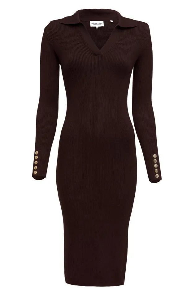 WomenLittle Dresses Holland Cooper Knitted Shirt Dress Chocolate WomenLittle Dresses Holland Cooper Knitted Shirt Dress Chocolate