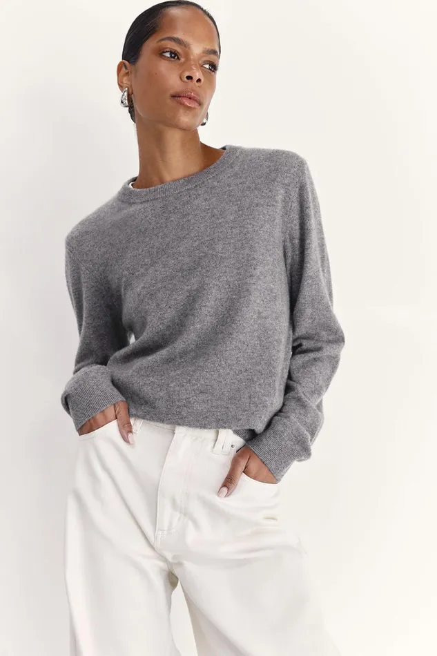 Women Long Sleeved DISSH INDY GREY CASHMERE KNIT JUMPER
