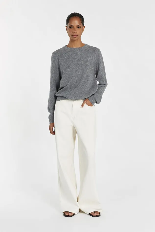 Women Long Sleeved DISSH INDY GREY CASHMERE KNIT JUMPER