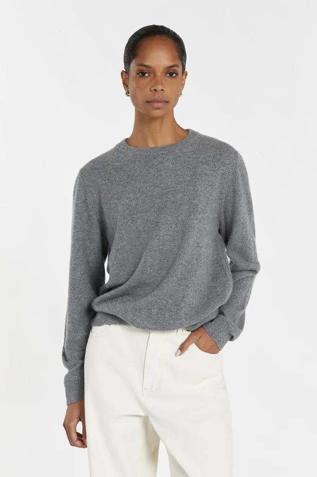 Women Long Sleeved DISSH INDY GREY CASHMERE KNIT JUMPER