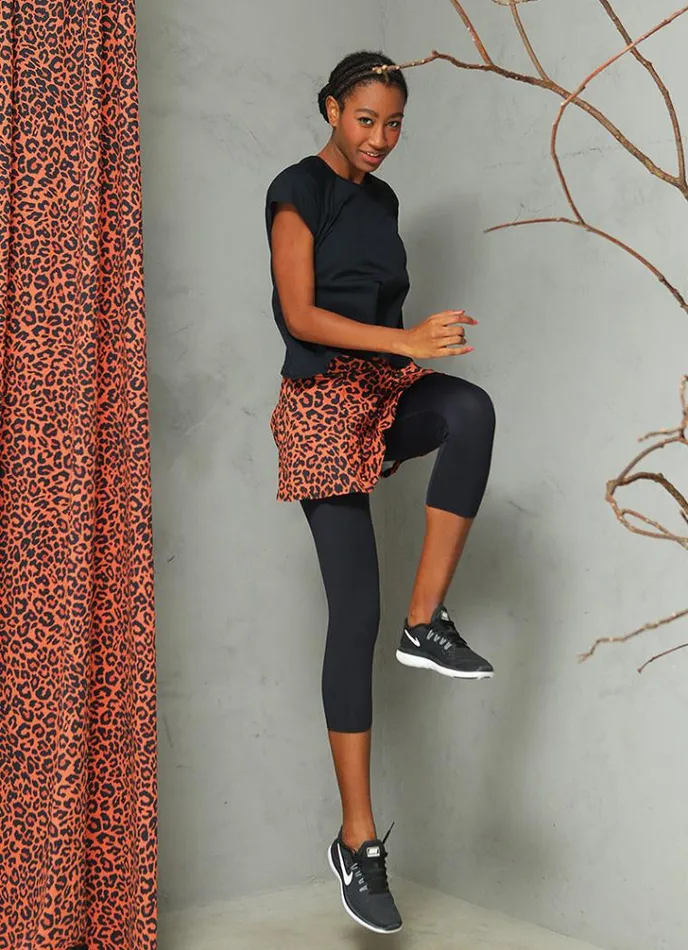 Women Love Skirted Capri Feline Dona Jo Skirted Leggings and Capris