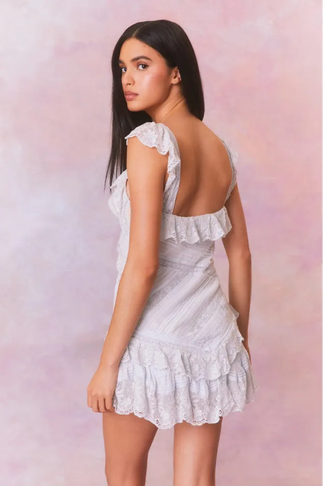 Women LoveShackFancy Dresses Bensley Fitted Lace Mini Dress Moonstone