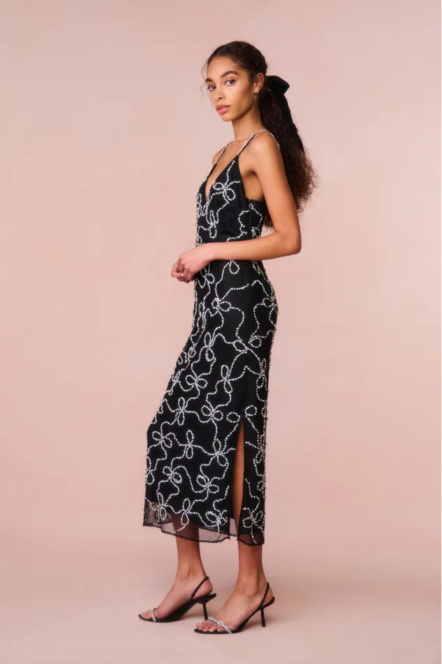 Women LoveShackFancy Dresses Kaylen Embellished Midi Dress Black