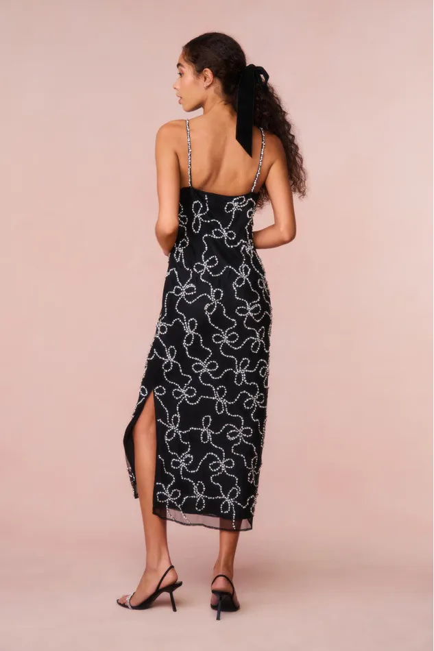 Women LoveShackFancy Dresses Kaylen Embellished Midi Dress Black