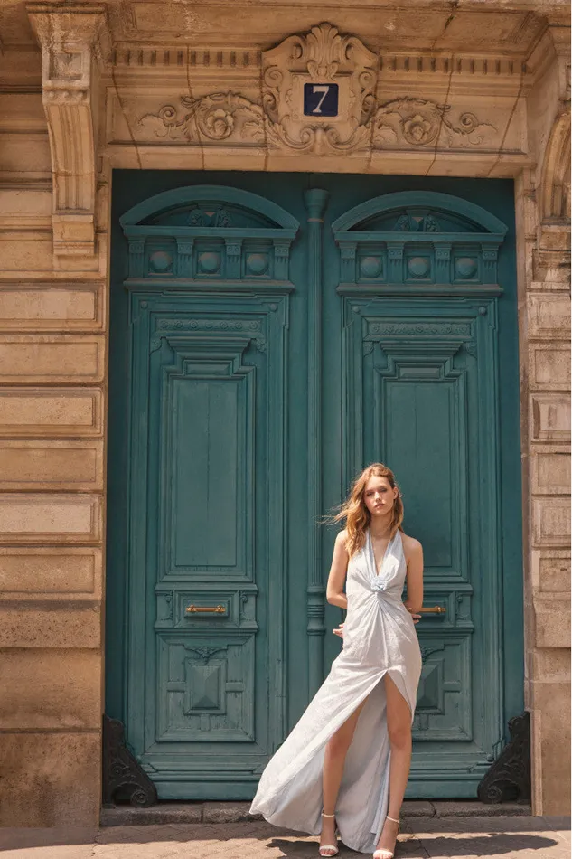 Women LoveShackFancy Dresses Lowry Halter Maxi Dress Ice Blue