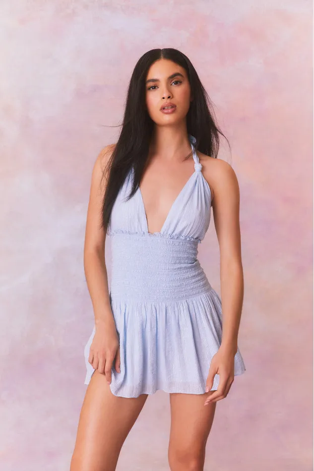 Women LoveShackFancy Dresses Luisetta Halter Mini Dress Moonstone