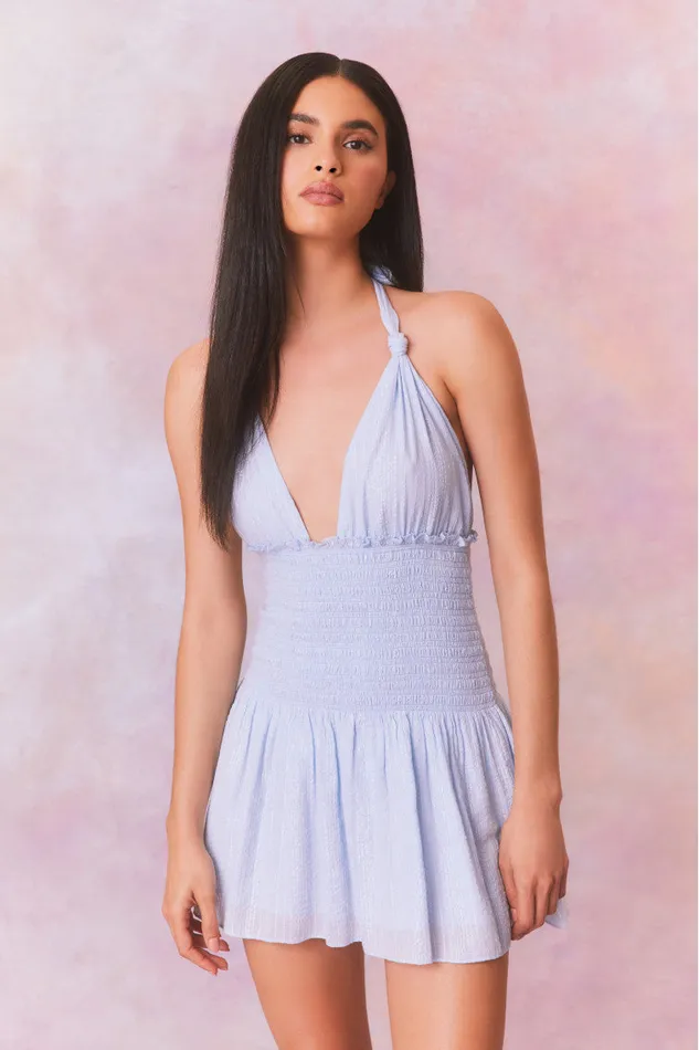 Women LoveShackFancy Dresses Luisetta Halter Mini Dress Moonstone