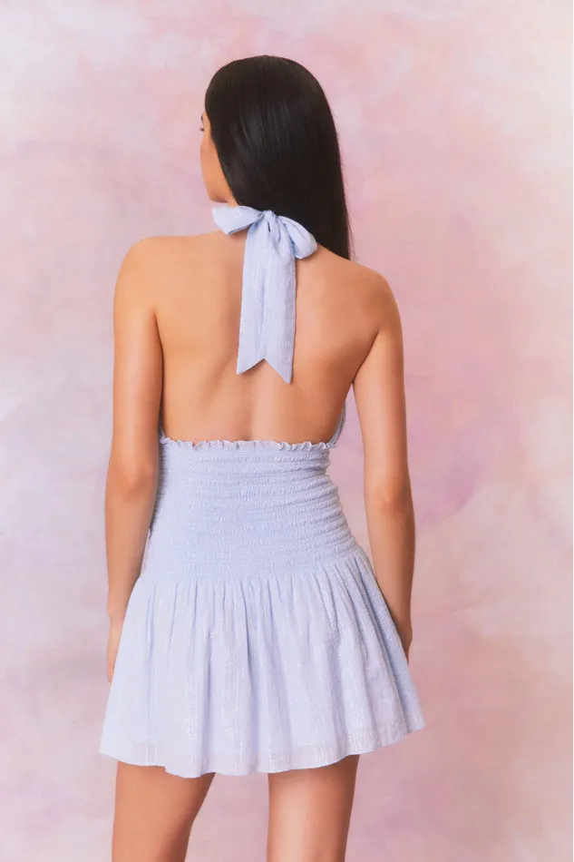 Women LoveShackFancy Dresses Luisetta Halter Mini Dress Moonstone