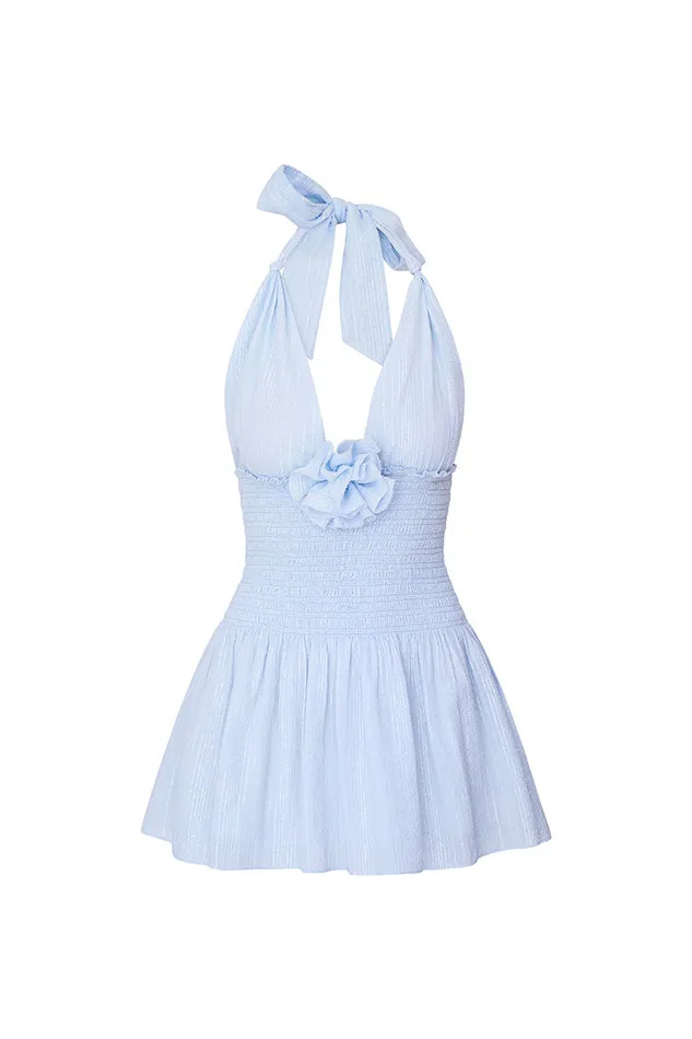 Women LoveShackFancy Dresses Luisetta Halter Mini Dress Moonstone