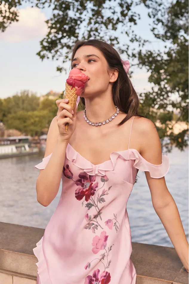 Women LoveShackFancy Dresses Parisa Silk Floral Maxi Dress Plum Rose
