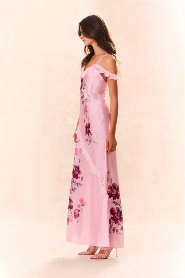 Women LoveShackFancy Dresses Parisa Silk Floral Maxi Dress Plum Rose