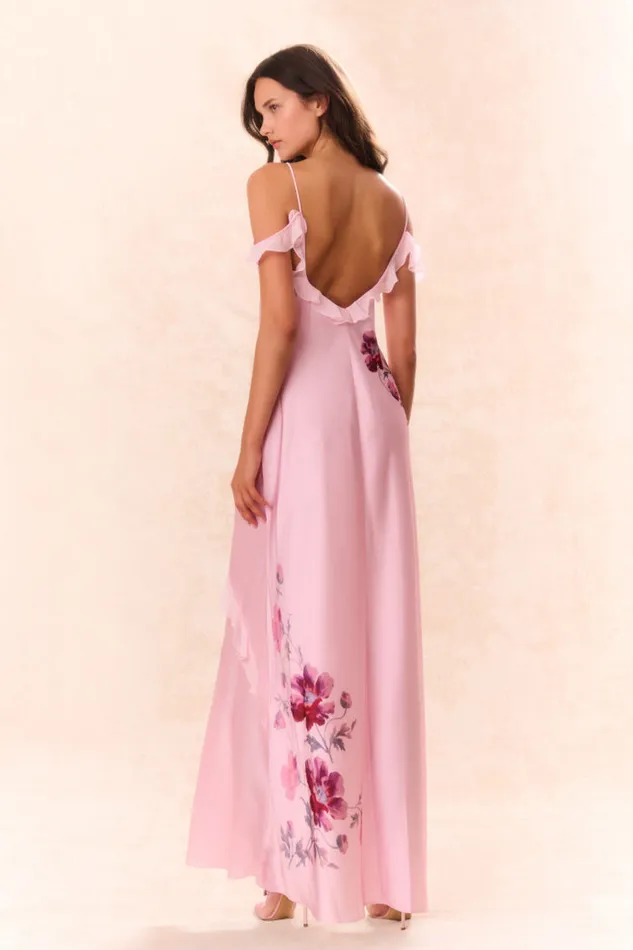 Women LoveShackFancy Dresses Parisa Silk Floral Maxi Dress Plum Rose