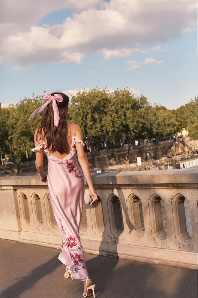 Women LoveShackFancy Dresses Parisa Silk Floral Maxi Dress Plum Rose