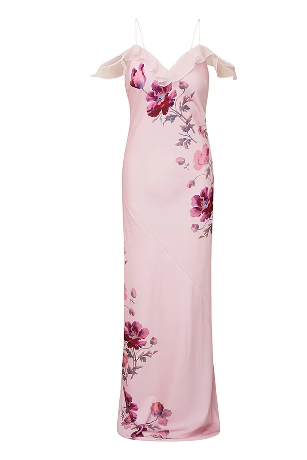 Women LoveShackFancy Dresses Parisa Silk Floral Maxi Dress Plum Rose