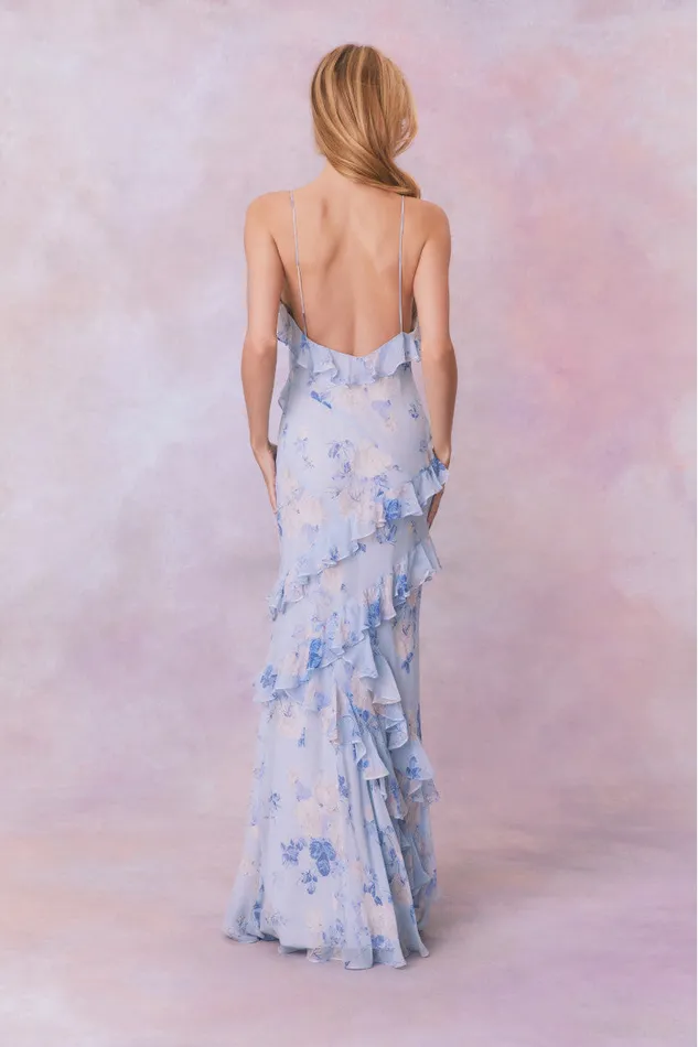 Women LoveShackFancy Dresses Rialto Fragrance Print Maxi Dress Whisper Blue